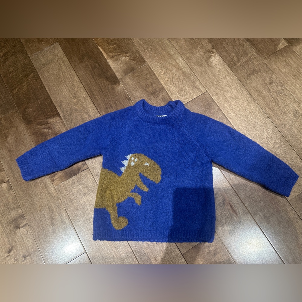 ZARA KIDS • Blue Sweater with Dinosaur Design